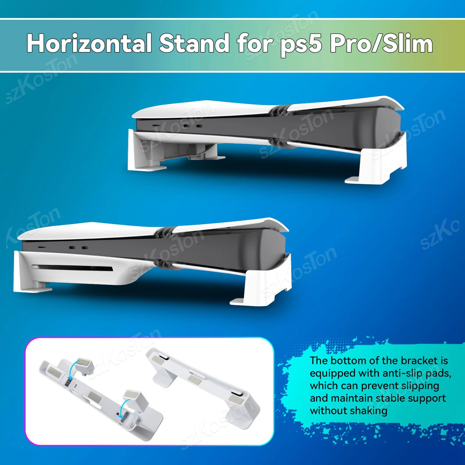 حامل أفقي لوحدة تحكم الألعاب PS5 Pro وPS5 Slim قاعدة ثابتة مضادة للانزلاق متوافقة مع ملحقات PlayStation 5 Pro