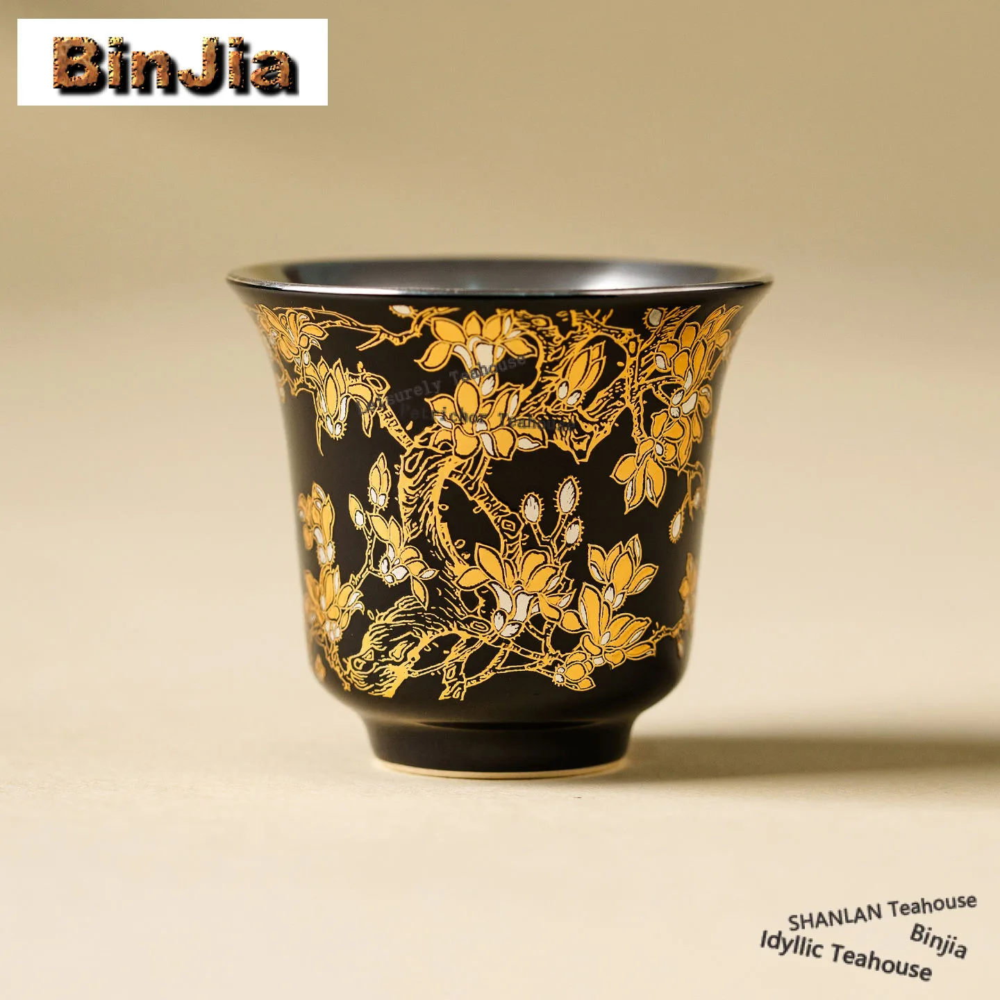 

36ml Gilt Silver Golden Branch Magnolia Teacup Luxury Tea Bowl Single Cups Tea-tasting Fragrance Cup Jianzhan Master Cups Teaset