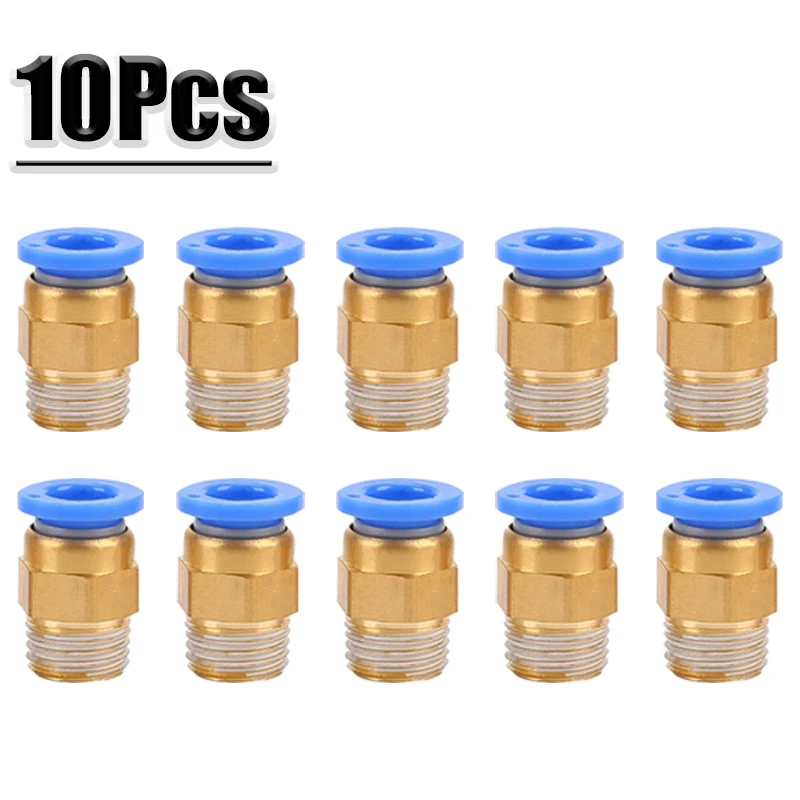 10 SZTUK Pneumatyczne złącze pneumatyczne PC 4mm 6mm 8mm 10mm 12mm Gwint 1/4" 1/8" 3/8 1/2 Złączki węża Szybkozłączki rurowe