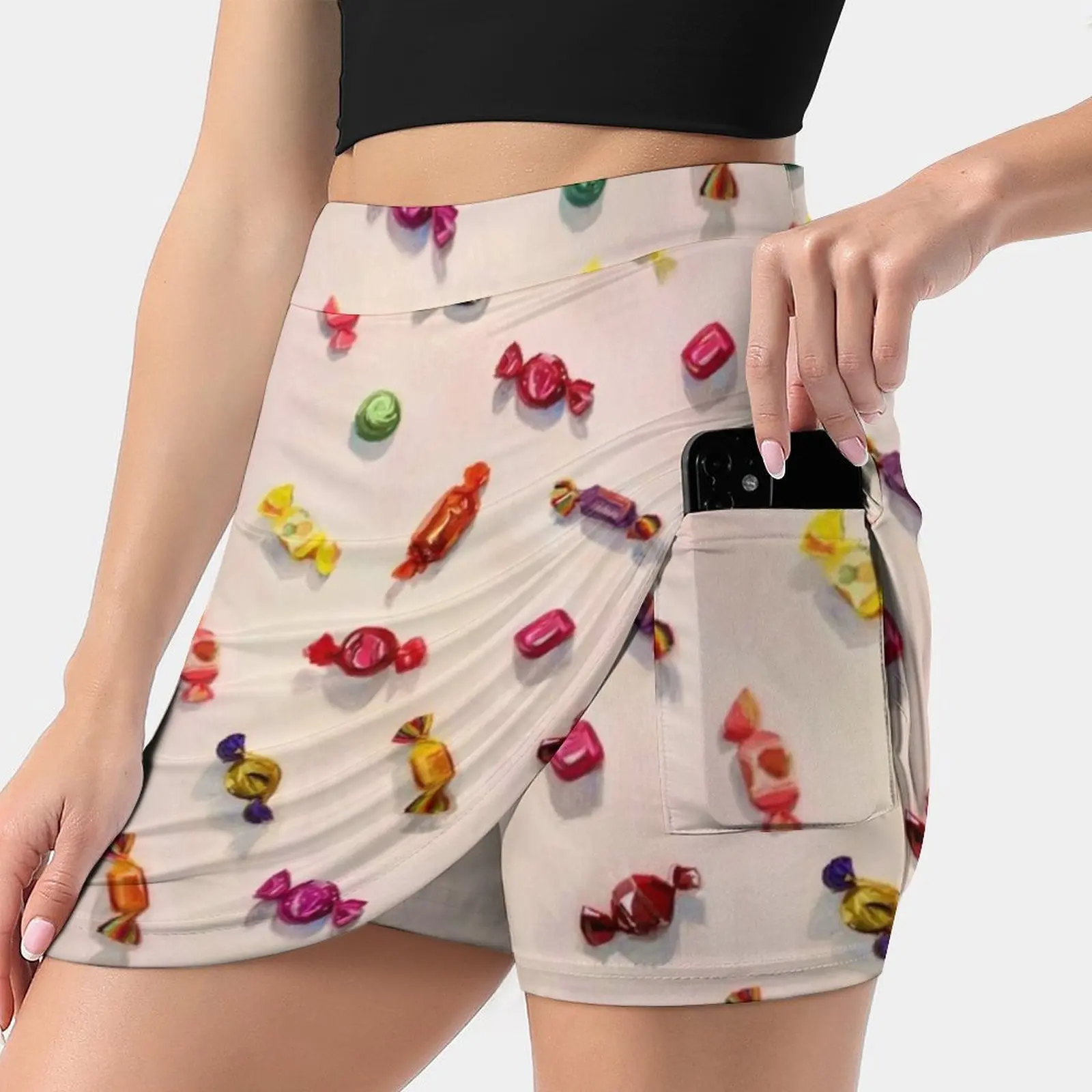 Sweet Candy Painted Pattern Women's skirt With Hide Pocket Tennis Skirt Golf Skirts Badminton Skirts Running skirts Candy Sweet