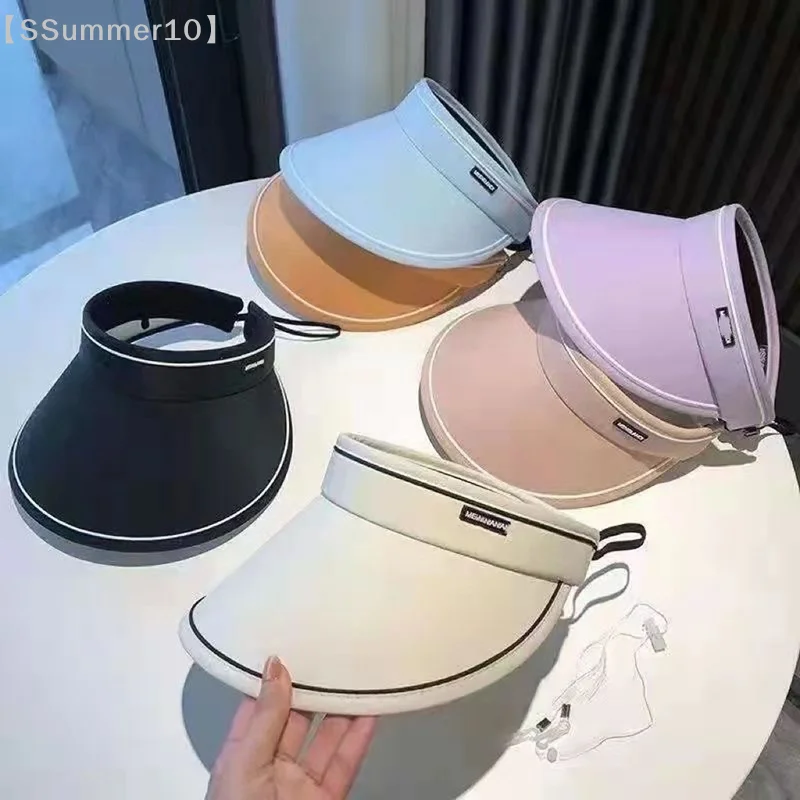 

【SSummer10】New Women Foldable Wide Brim Sun Visor Hat - UV Protection Empty Top Ponytail Cap for Beach Travel Summer【SS】