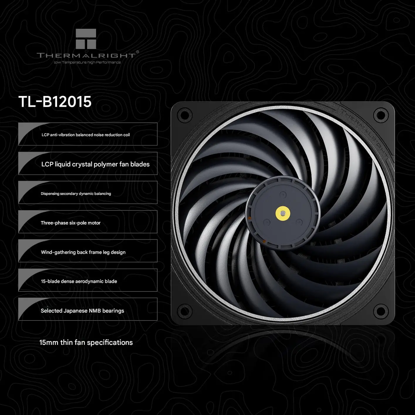 Thermalright TL-B12015 Ventilador de caja de computadora, ventiladores de 120 mm, diseño de reducción de ruido / 15 aspas / Protector de seguridad gratuito / Empaque de regalo
