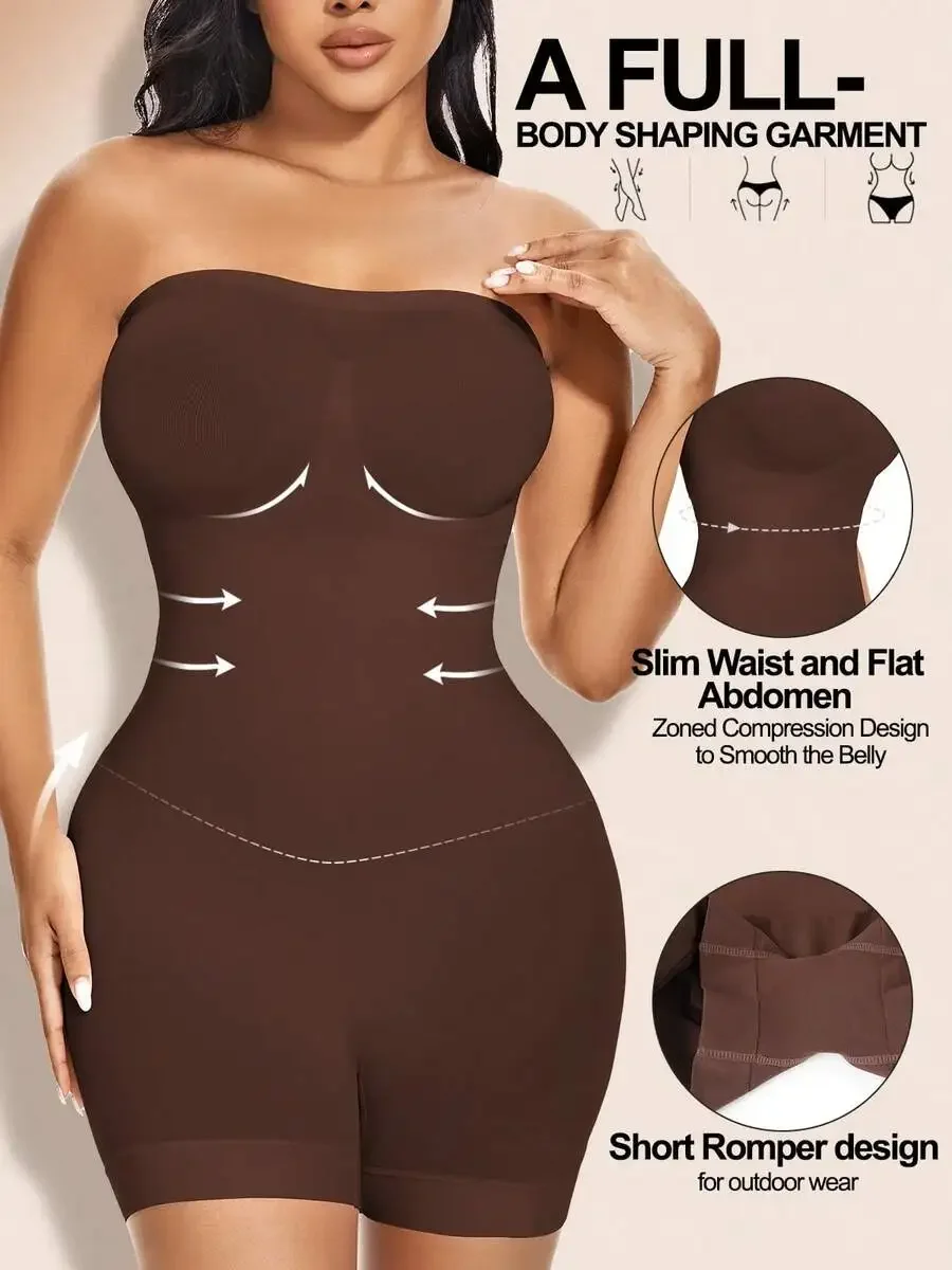 Women's Shapewear Rompers Strapless Bodysuit Shaper Jumpsuits Suitable For Outdoor Wear Body Shaper Bodysuit With Tummy