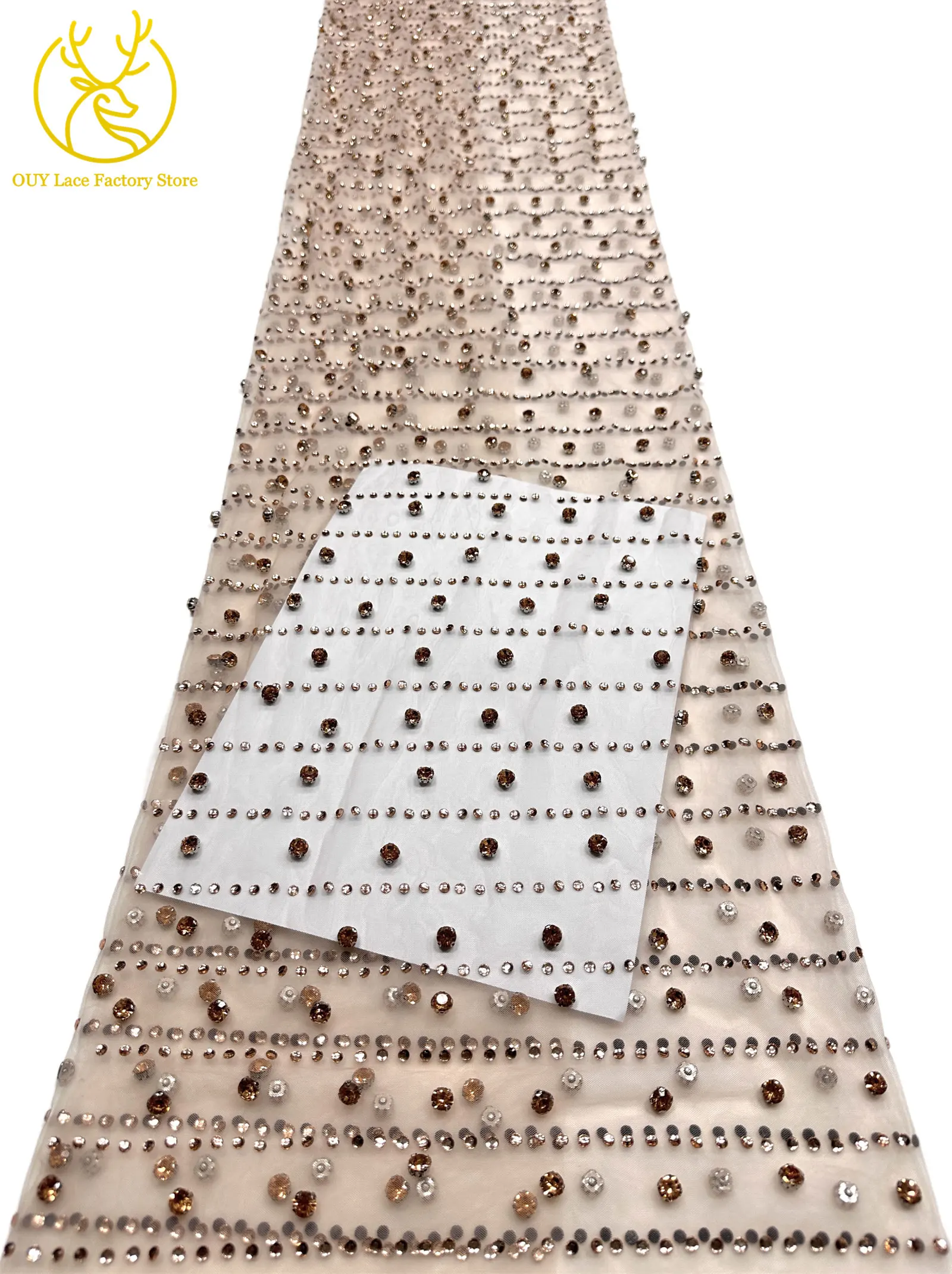 Grüner Neuer Stil Österreichischer Diamant-Tüll-Netzstoff 5 Yards Afrikanischer Spitzenstoff Bunter Strass-Netzstoff für Hochzeitskleider – Detail 11
