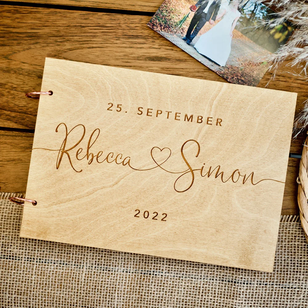 Personalised Wedding Guest Book Party Shower Gift Handmade Wooden Guest Book Photo Album Scrapbook Wedding Keepsake