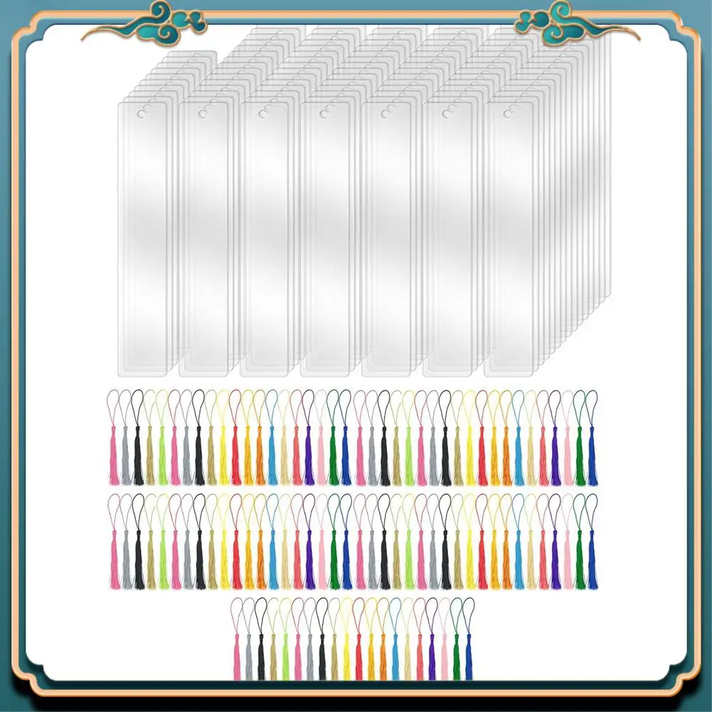 (Новинка)-100 шт. акриловые закладки с 100 шт. красочными кисточками для закладок, для поделок своими руками и подарочных бирки