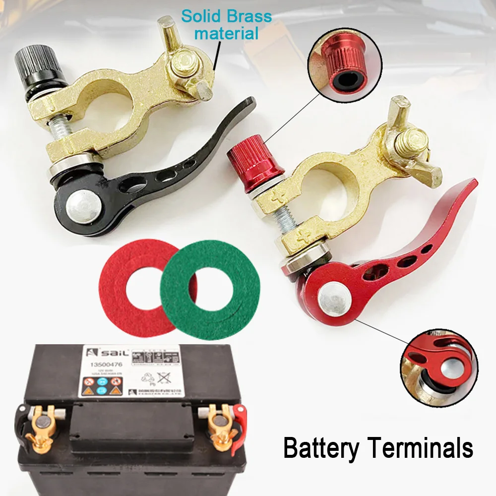 Car Battery Terminal Brass Connectors Posts 24V 12V Positive Negative Quick Release Battery Cable Terminal Top Car Accessories
