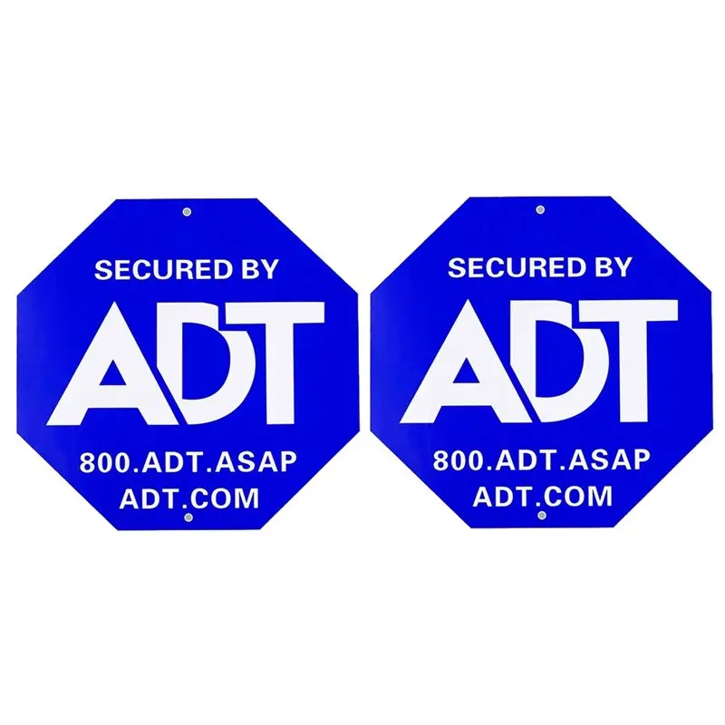 BAAJ-Aluminum Heavy Duty Weatherproof ADT Security Signs 2 Pcs, No Stake Posts, Home Security Weather Resistant
