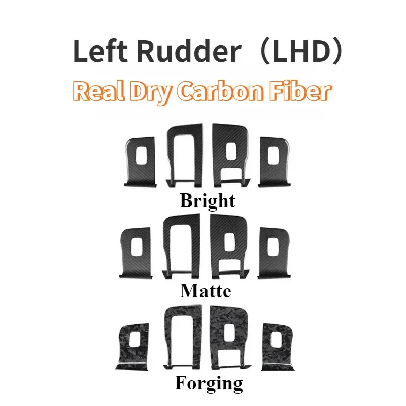 ألياف الكربون الحقيقية نافذة السيارة لوحة التحكم زر ديكور ملصق الباب التبديل غطاء إطاري ل تسلا نموذج 3 هايلاند 2024