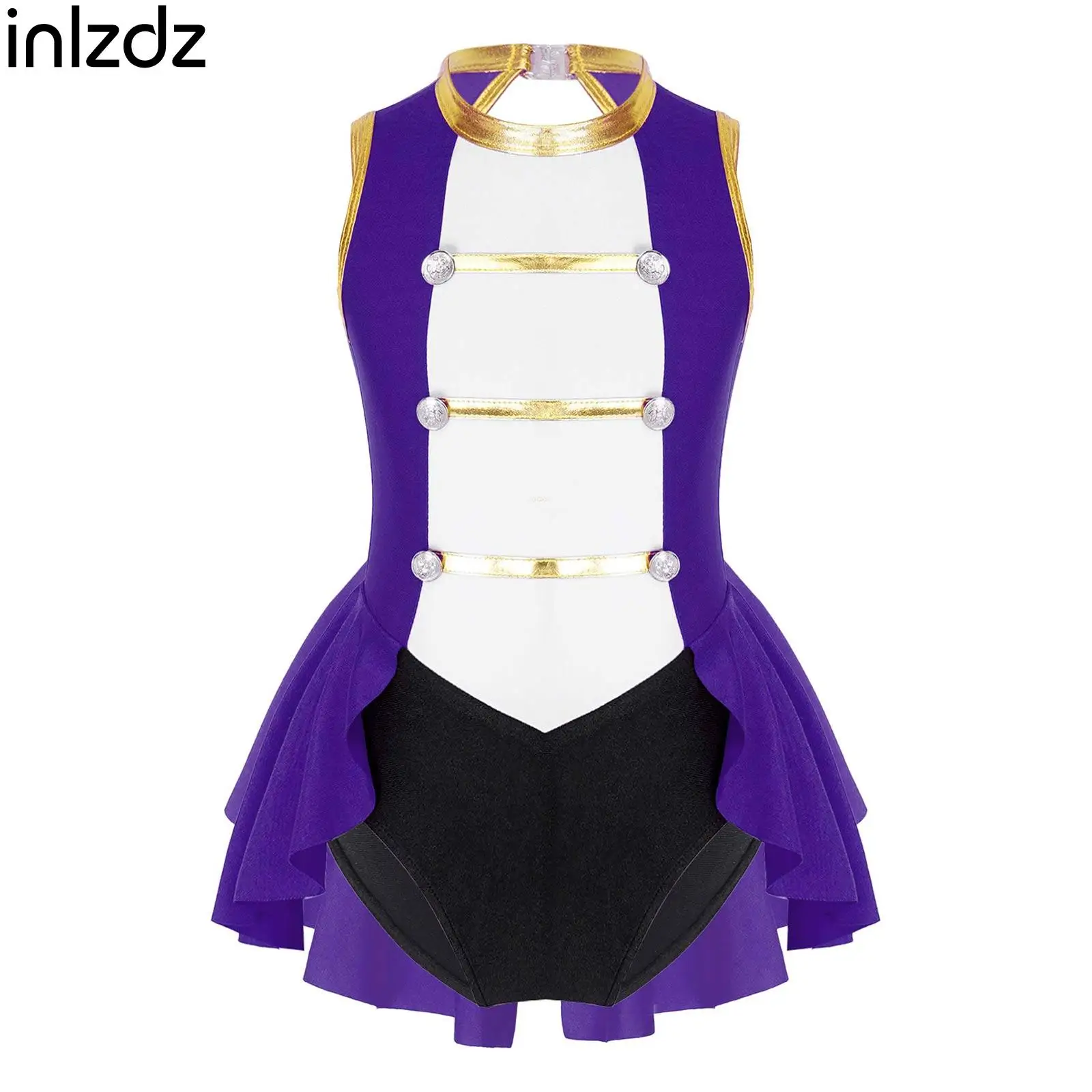 

New Kids Girls Circus Cosplay Costume Sleeveless Vintage Button Adorned Jumpsuit Dress Up Carnival Halloween Performance Costume