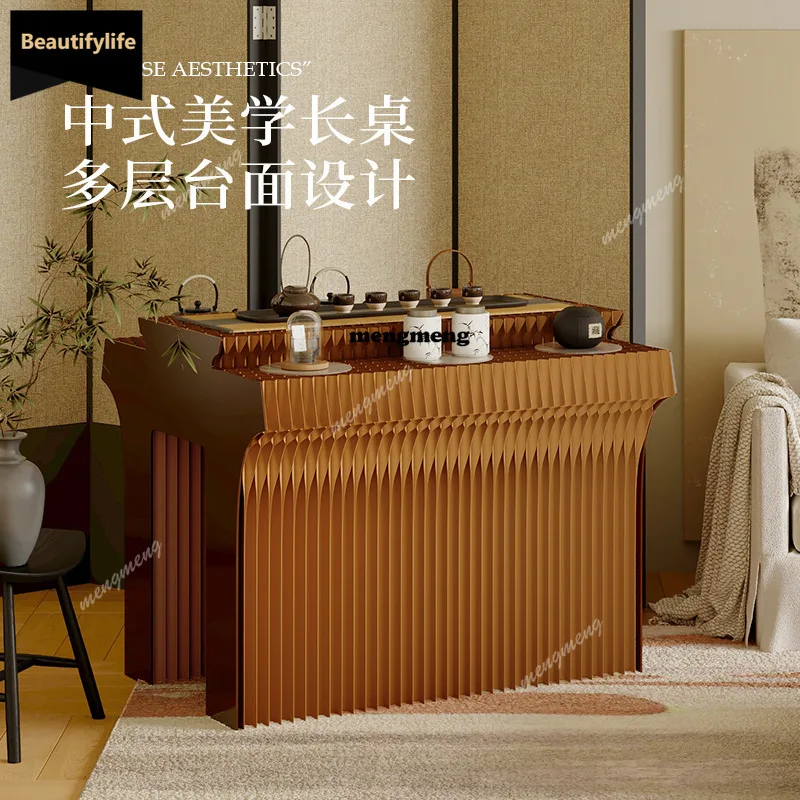 

D80 Nakajima display stand display cabinet tea room new Chinese style Guochao style product sample display long table