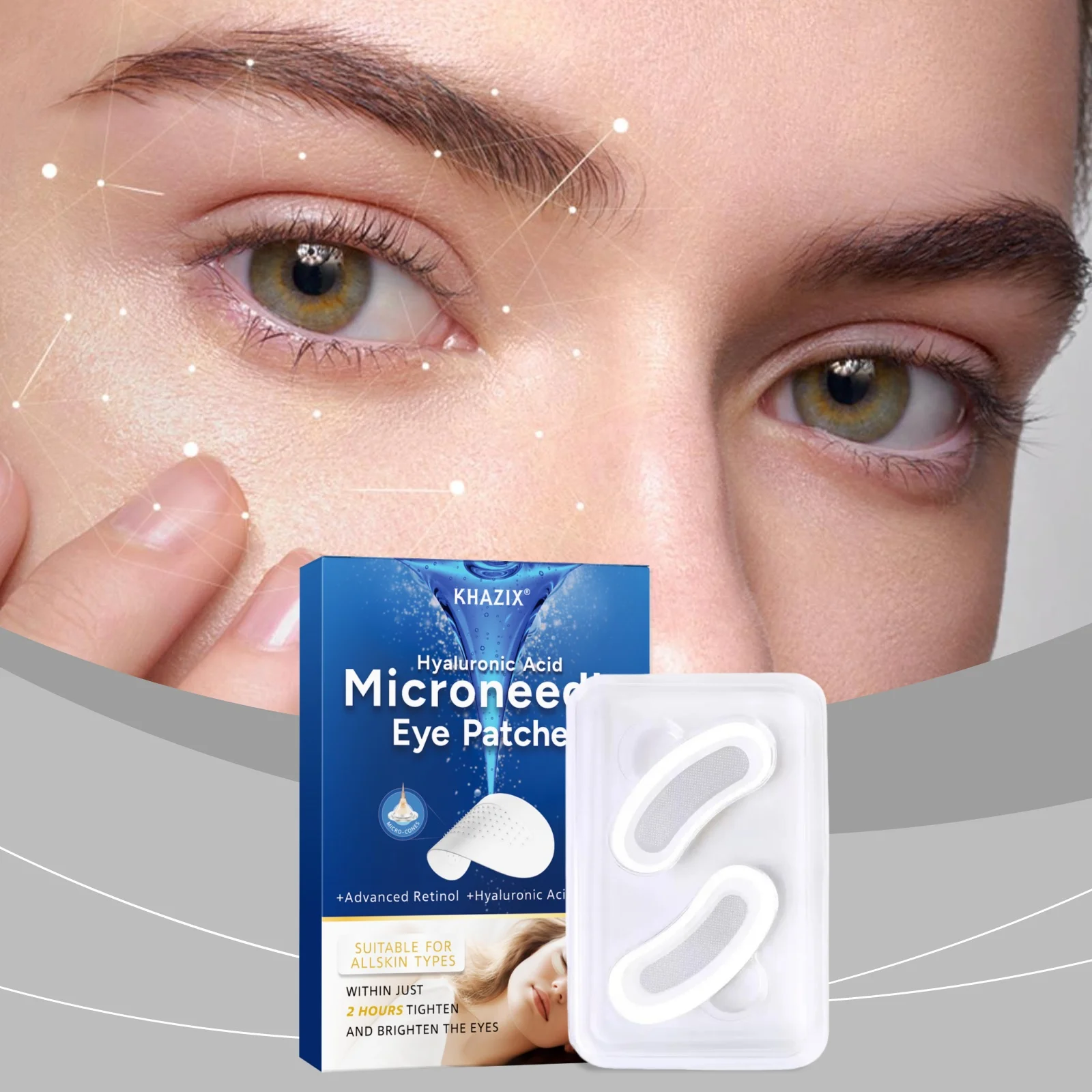 1pair hyaluronic acid micro needle eye patches, needle patchesdermabrasion