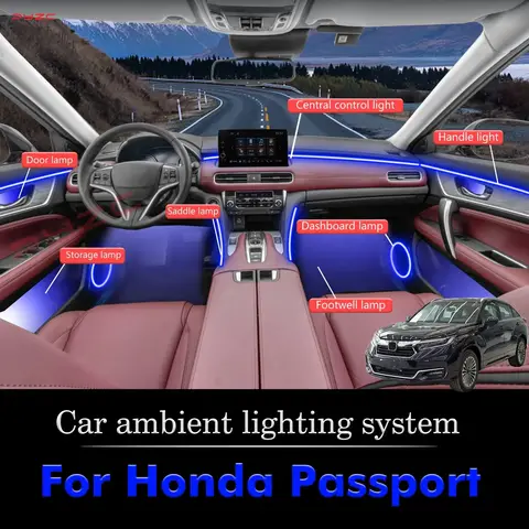 Voor Honda Passport Slimme Afstandsbediening Auto-interieur Omgevingslicht RGB 64 Kleuren LED Energiebesparende Efficiënte Lampkit