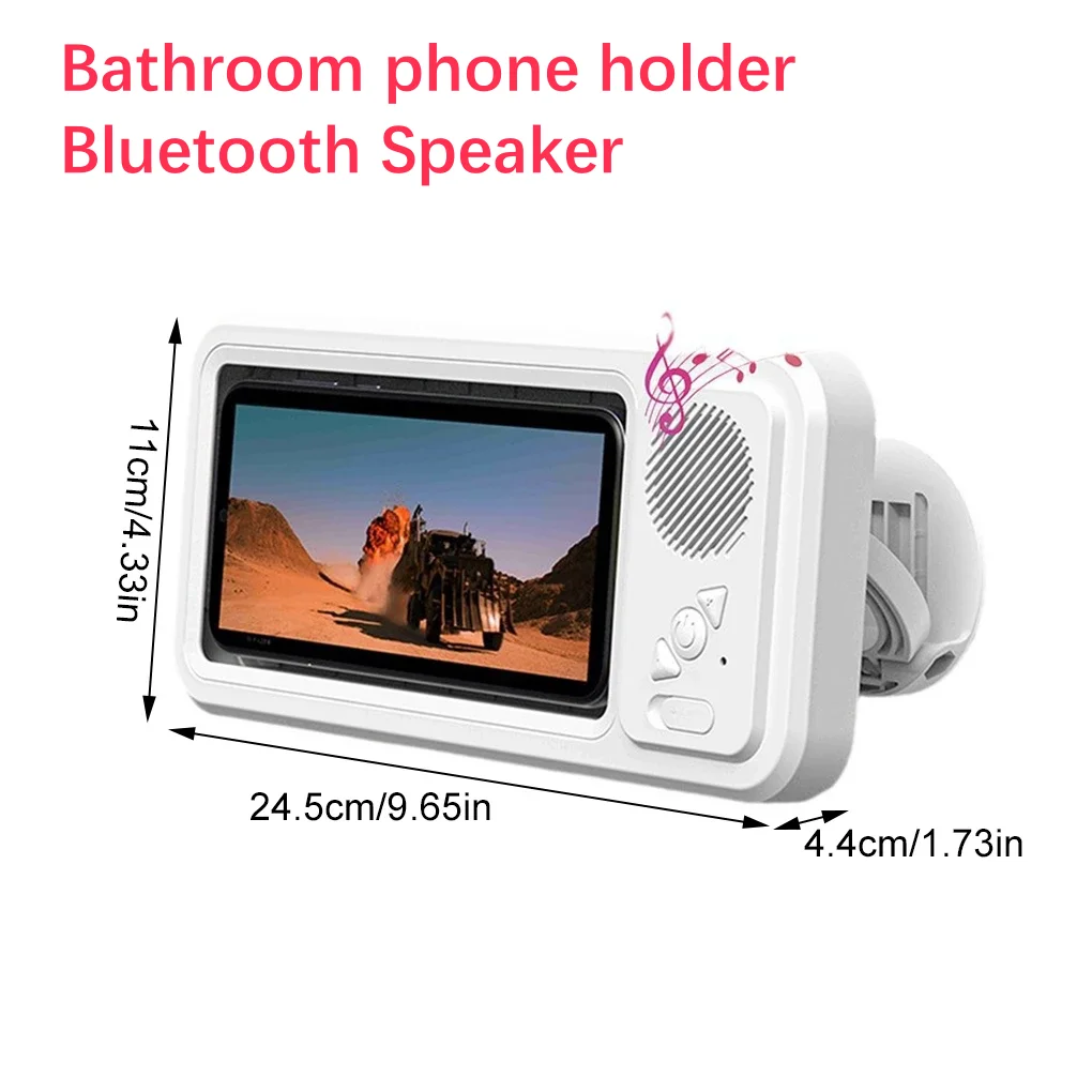 

Bluetooth Speaker Shower Phone Holder IPX4 Waterproof Anti-Fog Touch Screen Wall Mount Phone Holder for Bathroom Shower