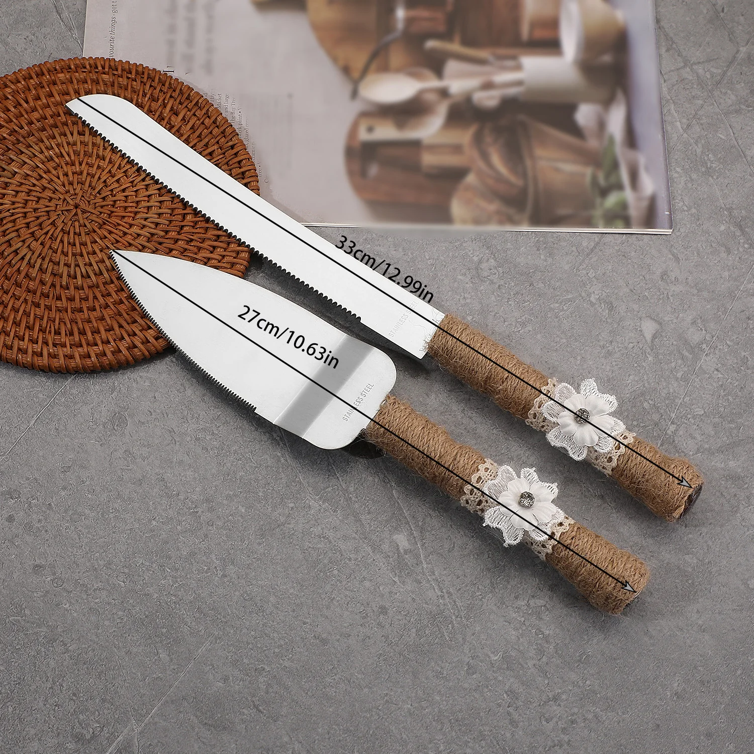 European wedding cake baking tools stainless steel linen handle wedding supplies tableware