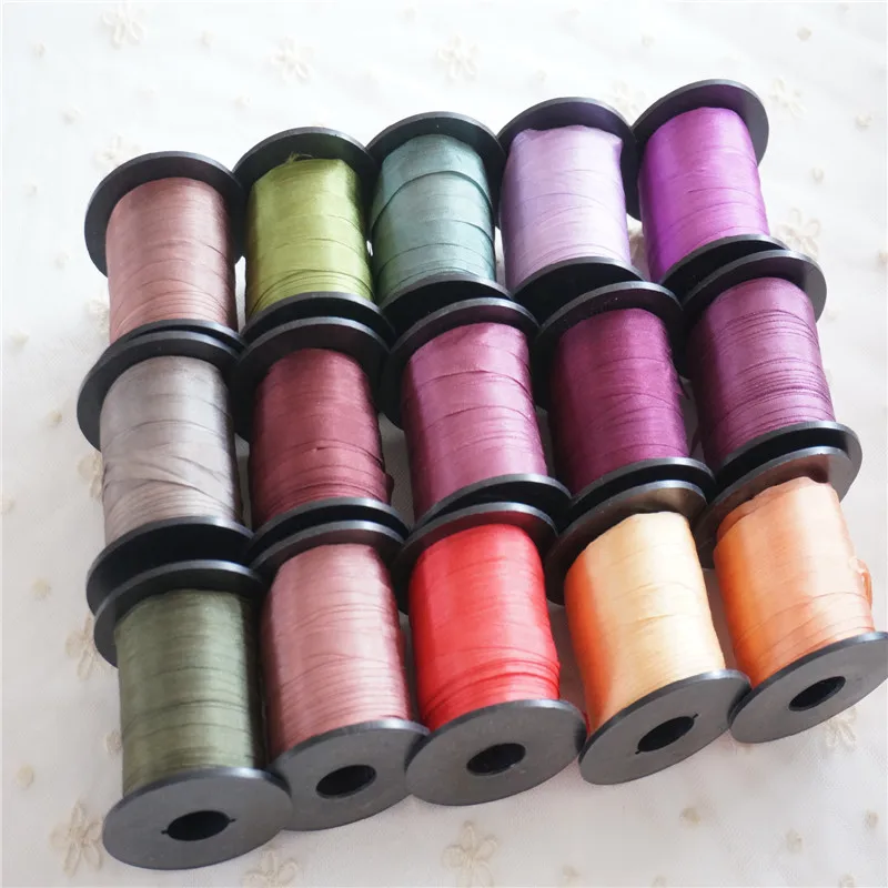 Warm Colors 7mmX10m 1/4 inch 100% Pure Mulberry Silk Embroidery Ribbons Handcraft Supply Double Faced Thin Taffeta Silk Trim