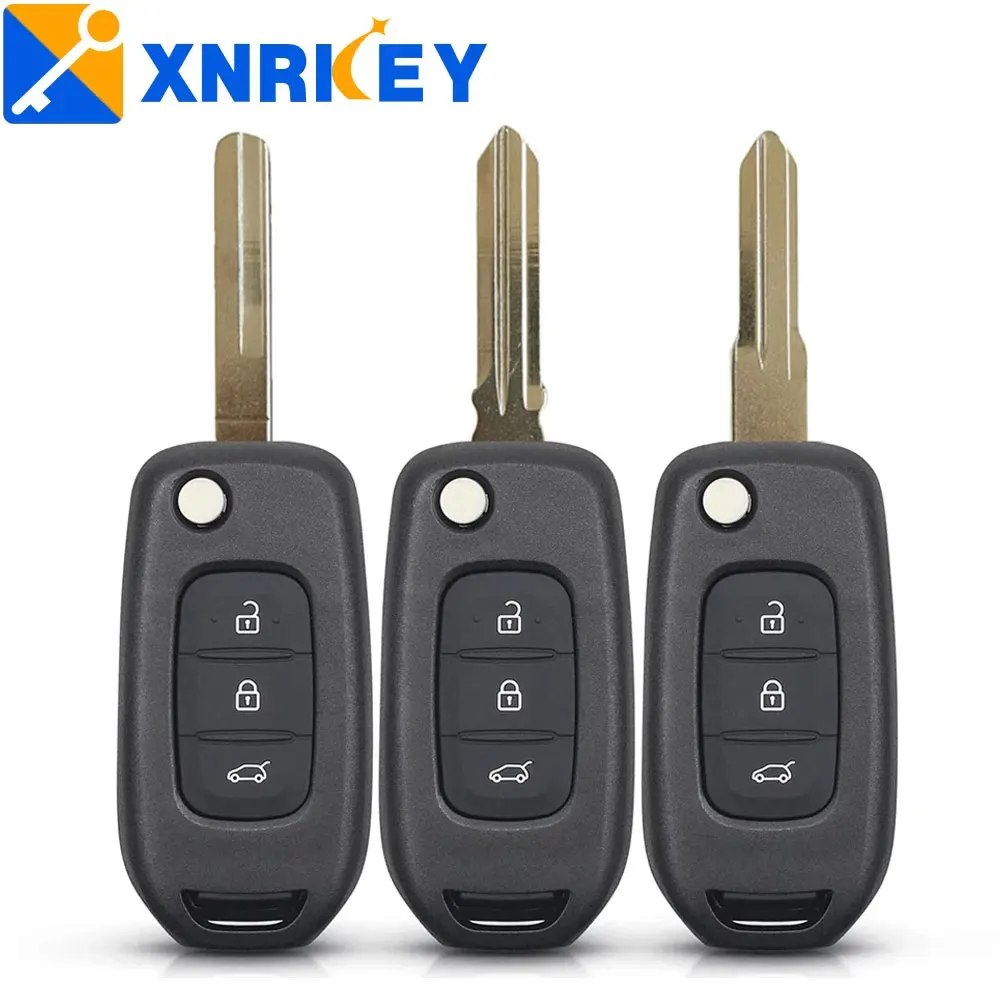 XNRKEY Car Key Shell for Renault Kadjar Captur Symbol Kaptur Megane Logan 2013- 2018 3 Button Flip Remote Control Smart Key Case