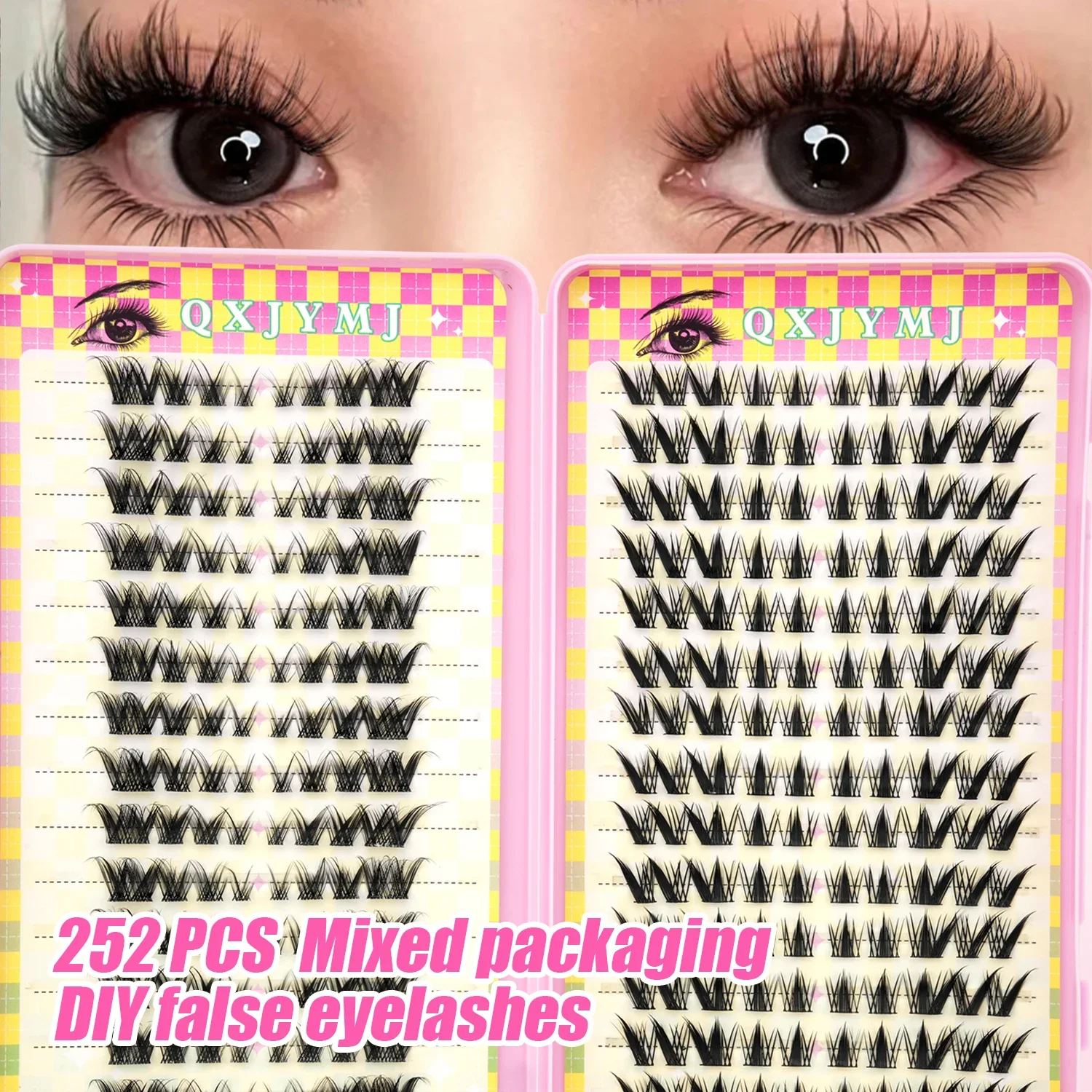252PCS Mixed DIY Cluster Individual Spiky Faux Mink False Eyelashes Reusable Women Makeup Home Kit