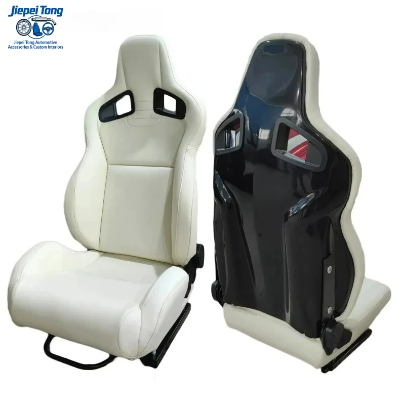 

Белое универсальное сиденье-ковш для автомобиля с подголовником из ПВХ и стекловолокна, с регулировкой по высоте