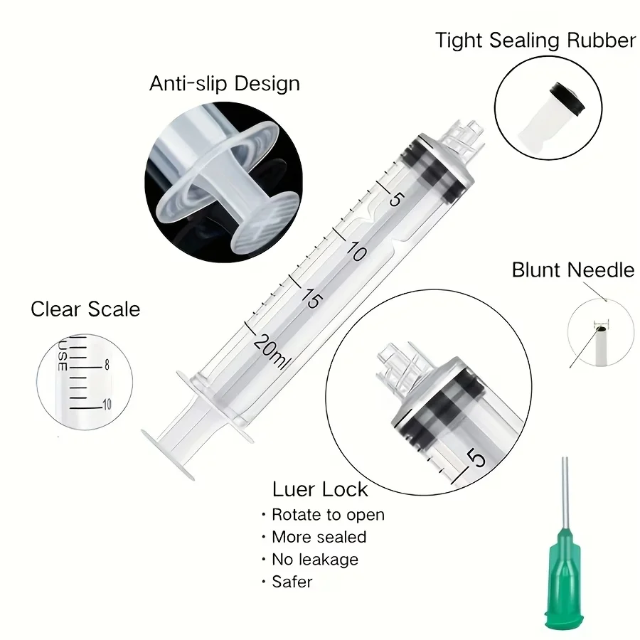 5-piece glue applicator syringe set for perfume replenishment, laboratory use, DIY styling, gardening, and pet feeding, etc.