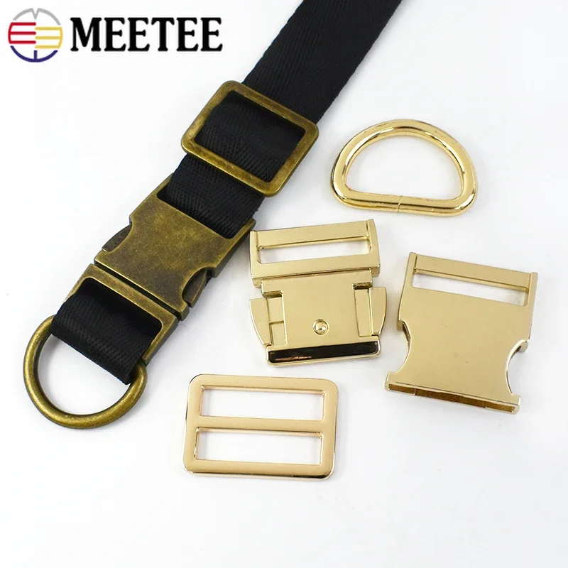 1/2Set 15-38mm Metal Backpack Strap Buckle Quick Side Release Buckles D Ring Tri Glide Slider Adjuster Clasp DIY Bag Accessories