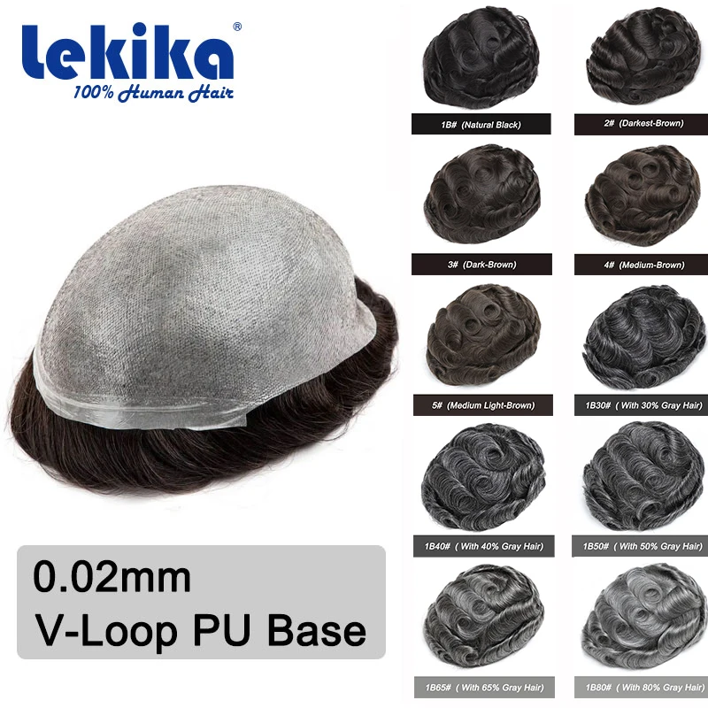 

0.02mm UltraThin Skin 90%Density Toupee For Men Wig Capillary Prosthesis Hair Man Wig 100% Natural Human Hair Replacement System