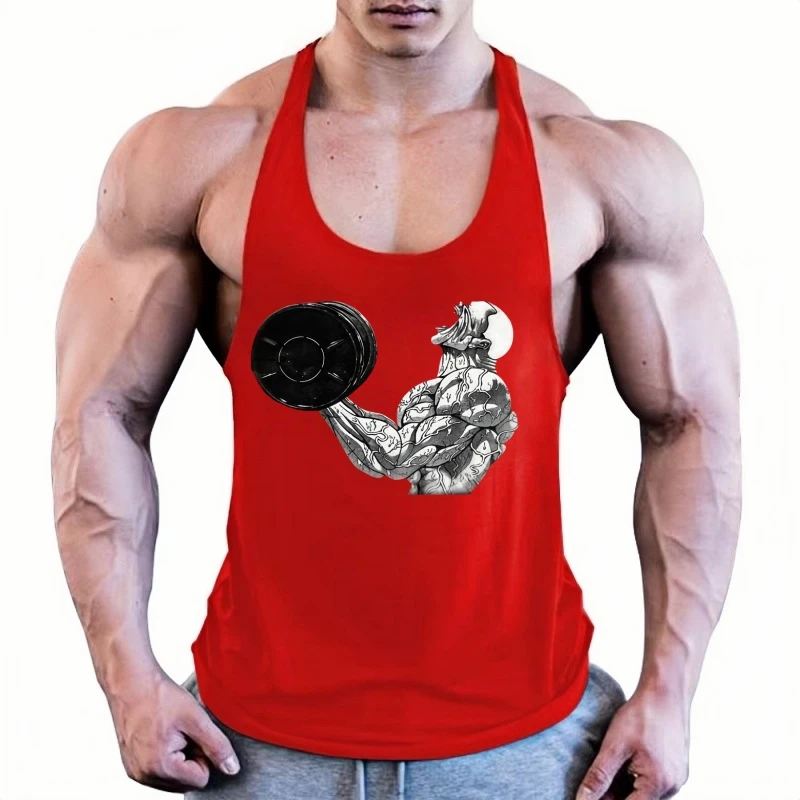 سترة رياضية للرجال بدون أكمام على شكل حرف Y من الخلف، قميص داخلي للتدريب على العضلات من القطن بعد التمرين لصالة الألعاب الرياضية واستعادة ما بعد التمرين