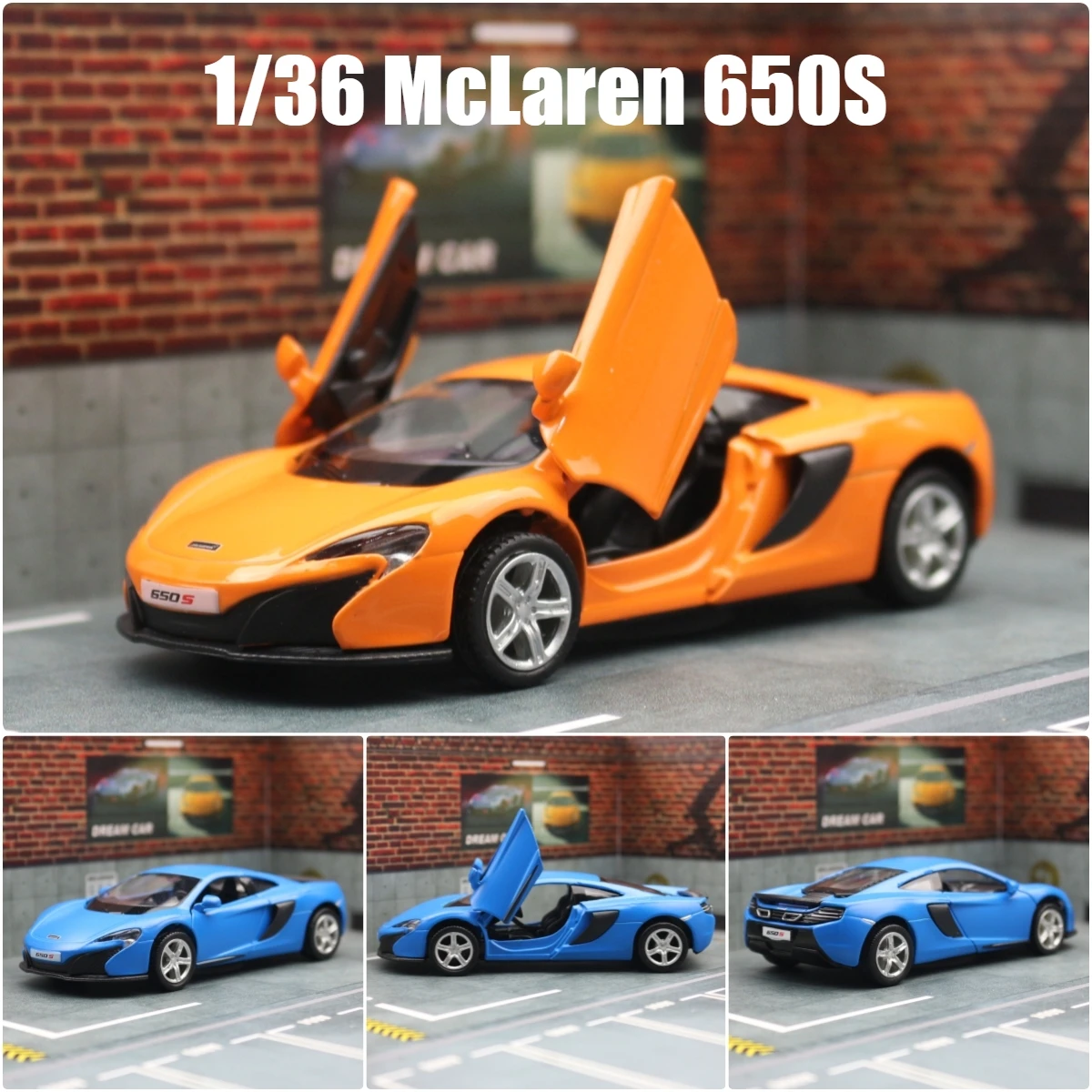 1/36 McLaren 650S Toy Car For Children RMZ City Diecast Miniature Vehicle Model Super Pull Back Car Collection Gift for Boys Kid