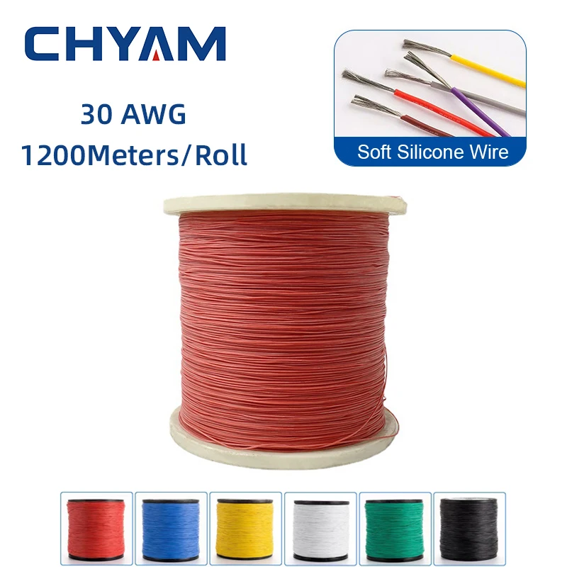 

1200Meters/Roll 30AWG Soft Silicone Wire Heat-resistant Cable Wiring Electrical Connector Red/Black/Blue