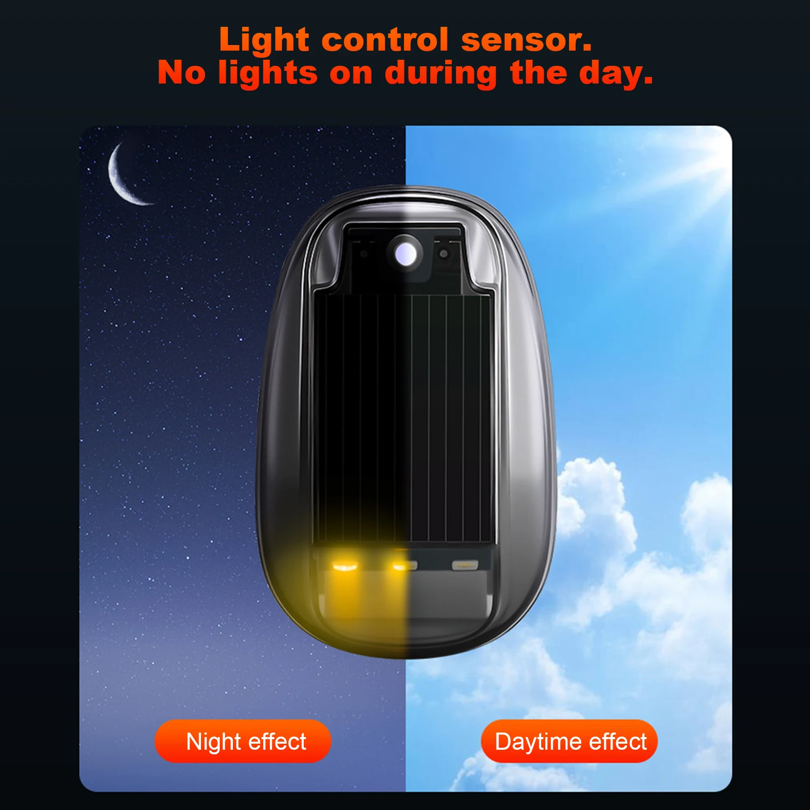 Solar-Power Car Roof Light with RC Punch-Free Universal Signal Mouse Lamp Solar Powered Strobe Pilot Light for Car Decor