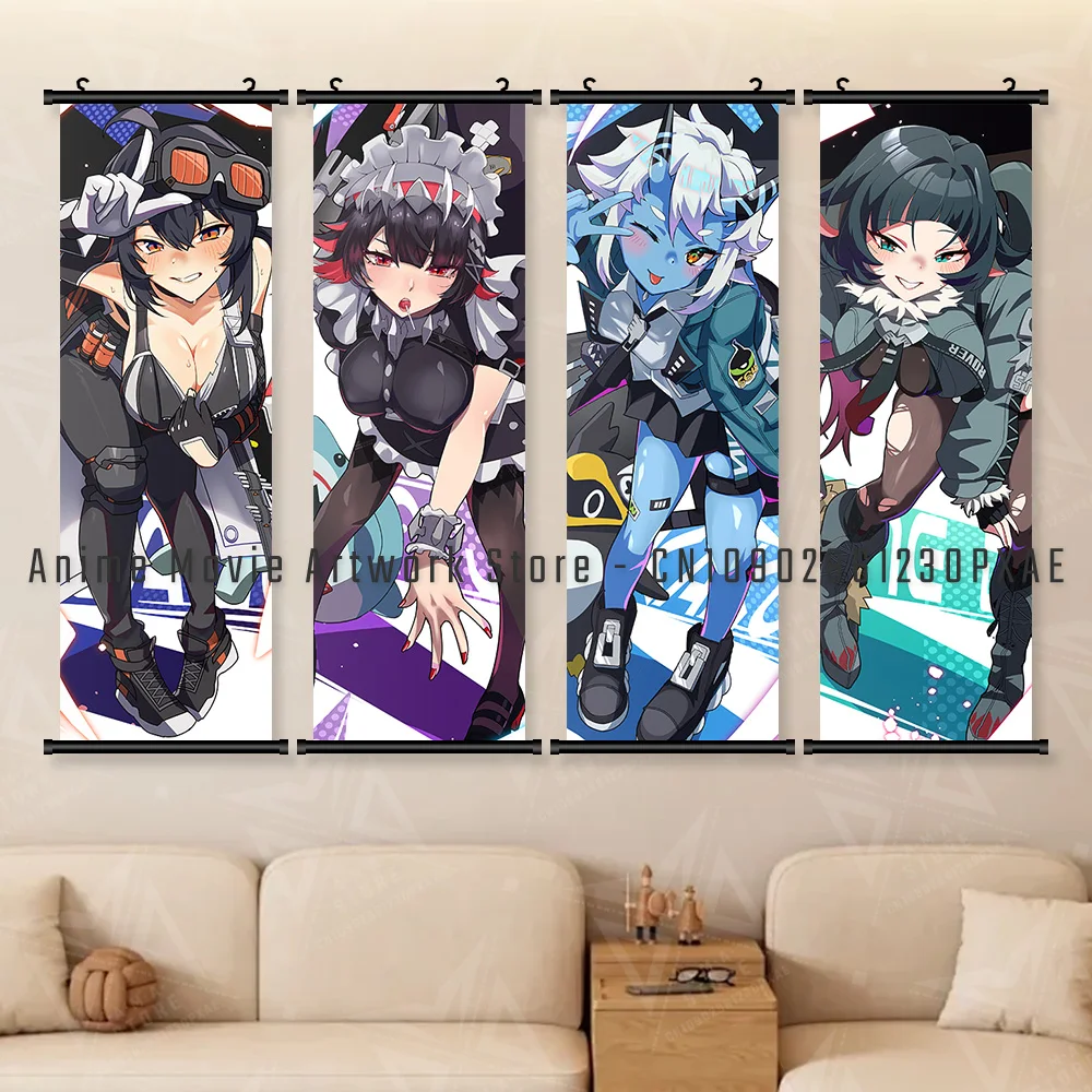 

Zenless Zone Zero Game Фигурки Эллен Джо Настенное искусство Аниме Плакаты Домашний декор Свитки Картина Холст Подвесная картина Гостиная