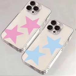 Colorful Pentagram Clear Phone Case For iPhone 17 Air 16E 16 15 14 13 12 11 Pro Max XR XS 7 8 Plus SE2 MINI Creative Stars Cover