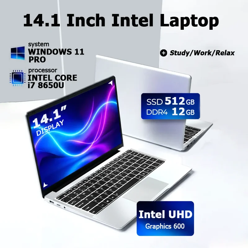 NEW Arrival Intel Core i7-8650U Slim Laptop 14.1 Inch Windows 11