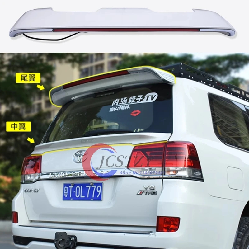 

ABS Plastic Unpainted Rear Roof Wing Spoiler With Led For Toyota Land Cruiser 200 LC200 FJ200 2010-2016
