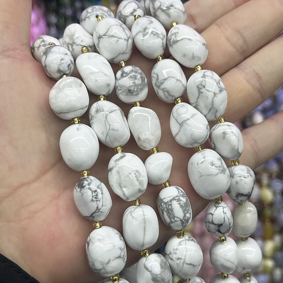 10-15mm Natural White Turquoise Conformal Lrregular Faceted Loose Beads For Jewelry Making DIY Necklace Bracelet 15''