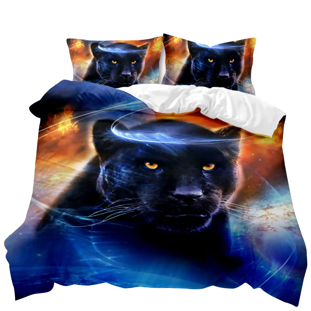 

Ferocious Cat Duvet Cover Set African Blue Ferocious Cat Wildlife Twin Bedding Set Double Queen King Size Polyester Qulit Cover