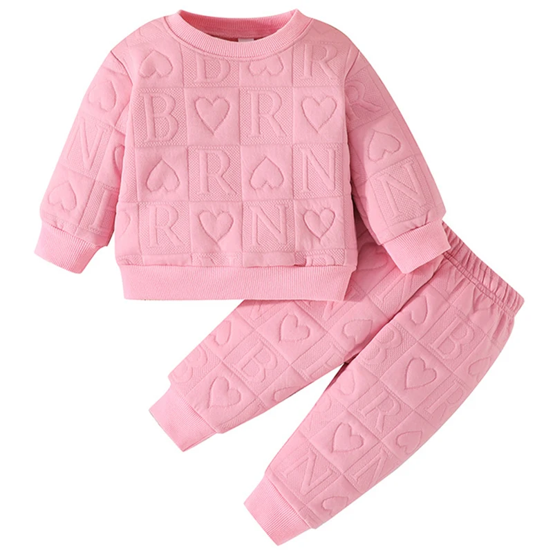 2Piece Fall Newborn Girls Clothes Korean Cute Letter Long Sleeve Tops+Pants Baby Luxury Clothing Toddler Boutique Outfits BC1786