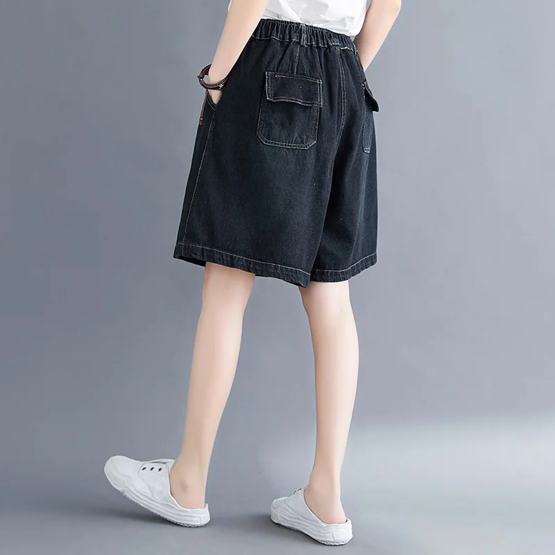 하이웨이스트 와이드 레그 청바지 루즈핏 다용도 슬림핏 5부 바지 20대 젊은 여성 여름 슬레