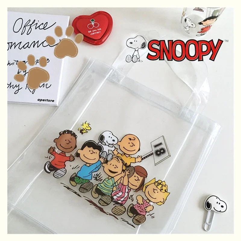 

Прозрачная Водонепроницаемая вместительная сумка Snoopy с рисунком аниме для студентов, Желейная пляжная сумка на одно плечо, милая сумка для покупок