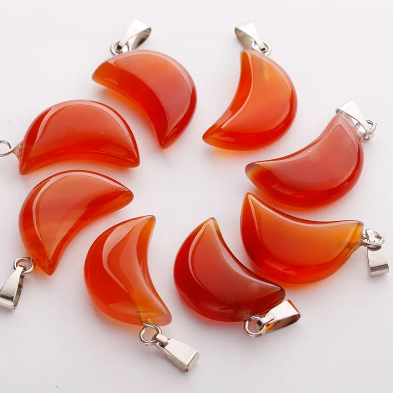 

50pcs/ lot 11*20mm Carnelian Moon Natural Stone Necklace Pendants Jewelry Healing Energy Pendants Bulk Wholesale For Business