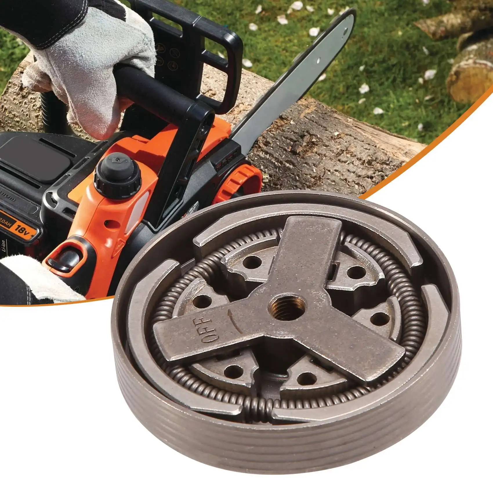 -[Retail TX] 3/8 Clutch Drum & Clutch & Needle Bearing Fit For Chinese Chainsaw 3800