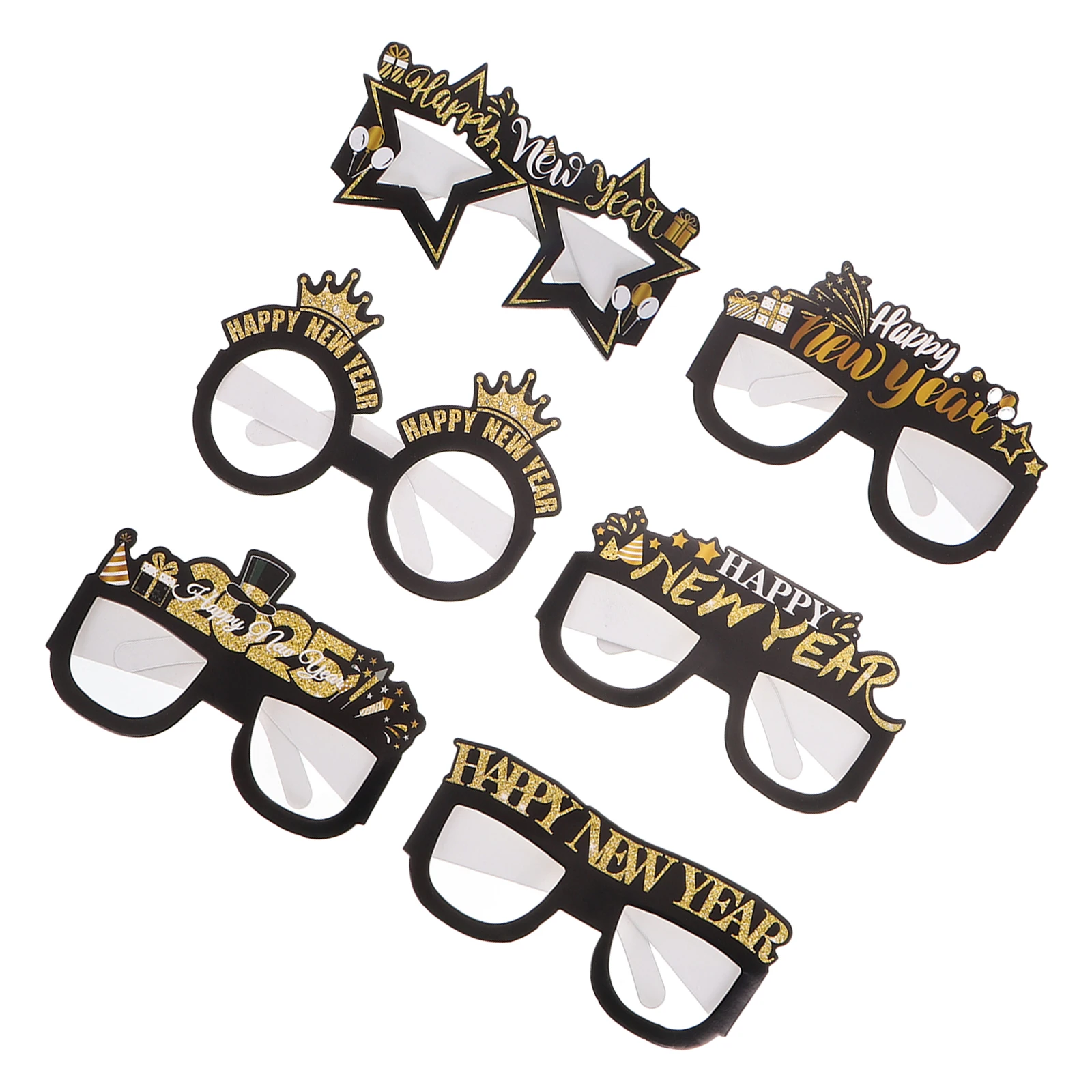 

6pcs Party Decoration Glasses Year 2025 Theme Paper Eyewear Birthday Photo Props Adult Accessories Celebration Supplies Happy