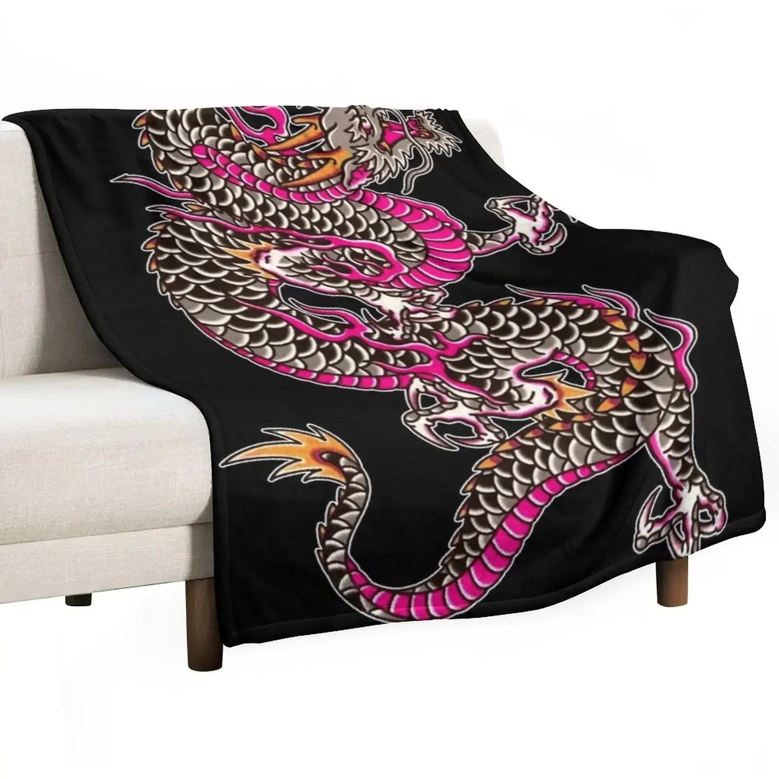 

Traditional Japanese Dragon Tattoo Throw Blanket decorative Multi-Purpose Blankets