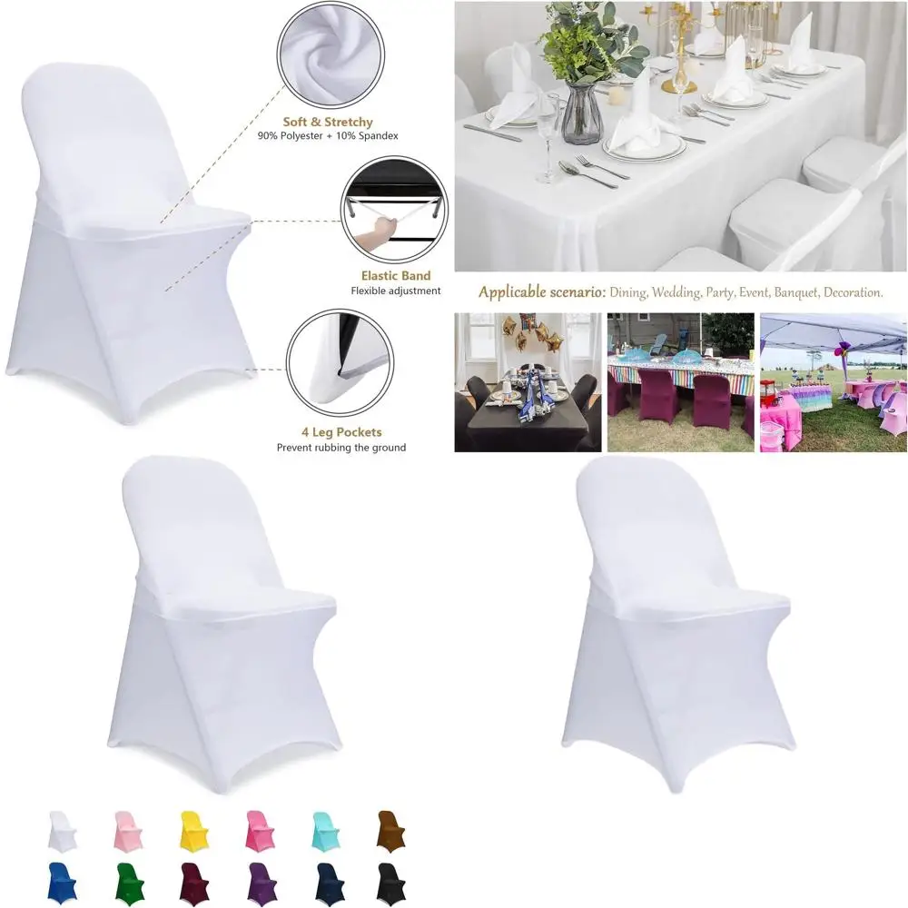

Spandex Chair Covers, 6 Pack White Universal Fit for Weddings, Parties, and Special Events