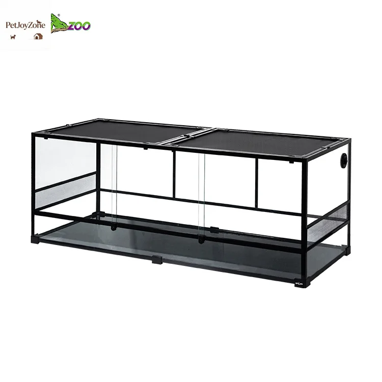 2025 Brand New PetJoyZone RK Model 150 Gallon Knock Retractable Reusable Sliding Door Screen Mesh Reptile Habitat Tank Terrarium