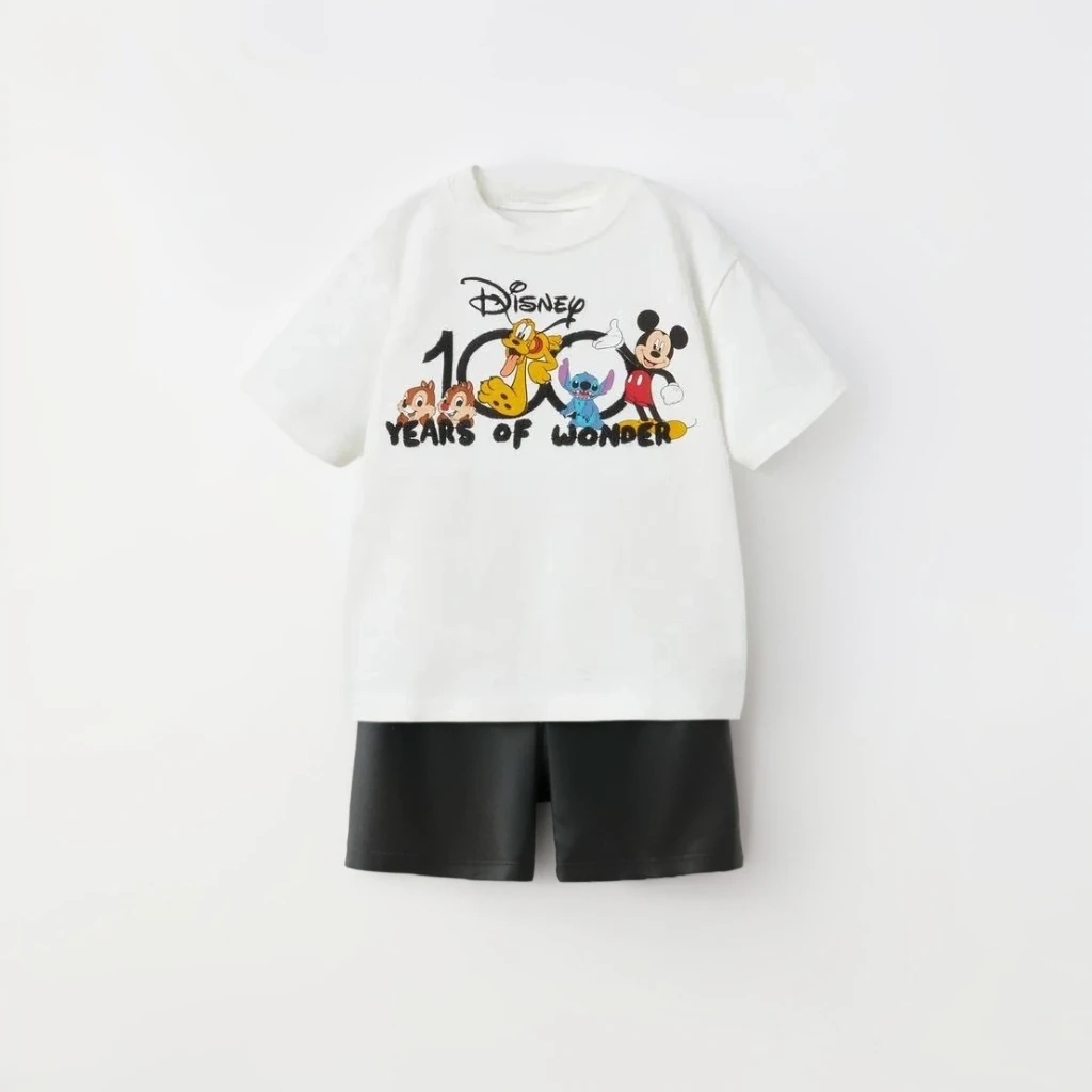 Boys And Girls Cute Tops+Shorts Summer Clothes Short Sleeve Outfits Kids Cartoon T-shirt Solid Color Shorts New Design Cotume image 4