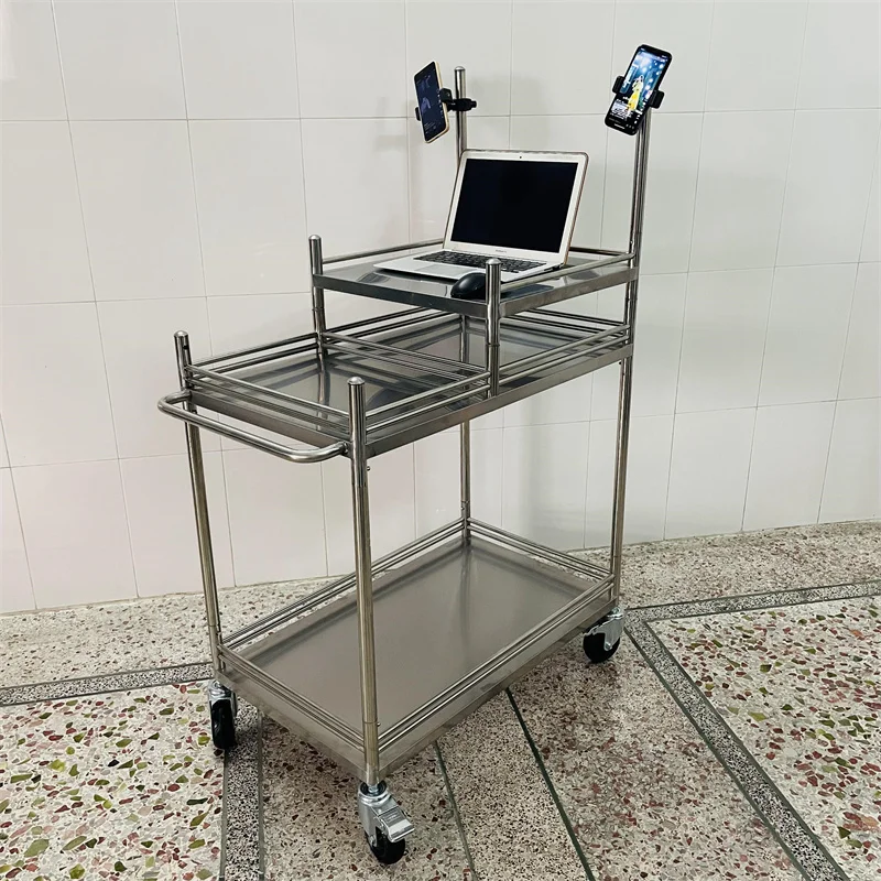 Stainless steel live broadcast cart, Internet celebrity outdoor disassembly, portable display stand, stall cart