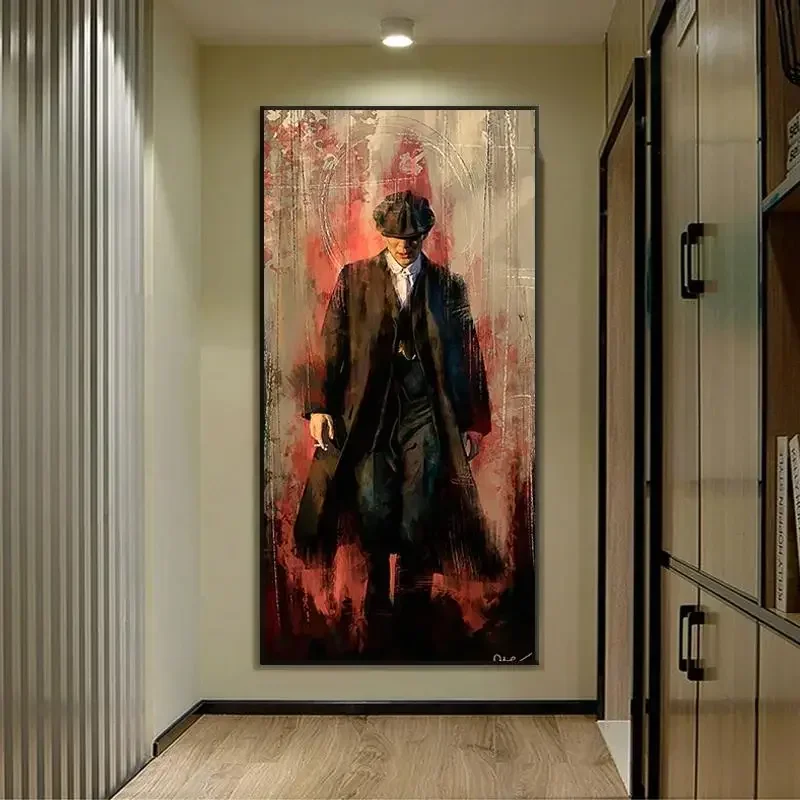 بيكي بليندرز قماش الكتابة على الجدران جدار الفن شيلبي الفيلم المشارك طباعة لغرفة المعيشة ديكور سترة واقية فريدة من نوعها جدارية اللوحة