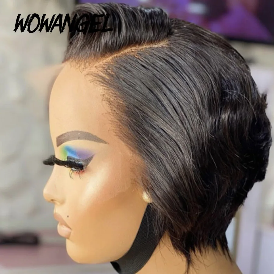 Parrucca diritta corta Pixie Cut HD parrucca anteriore in pizzo pelli Melt parrucche Bob Pre pizzicate 13x4 parrucca anteriore in pizzo capelli umani capelli brasiliani