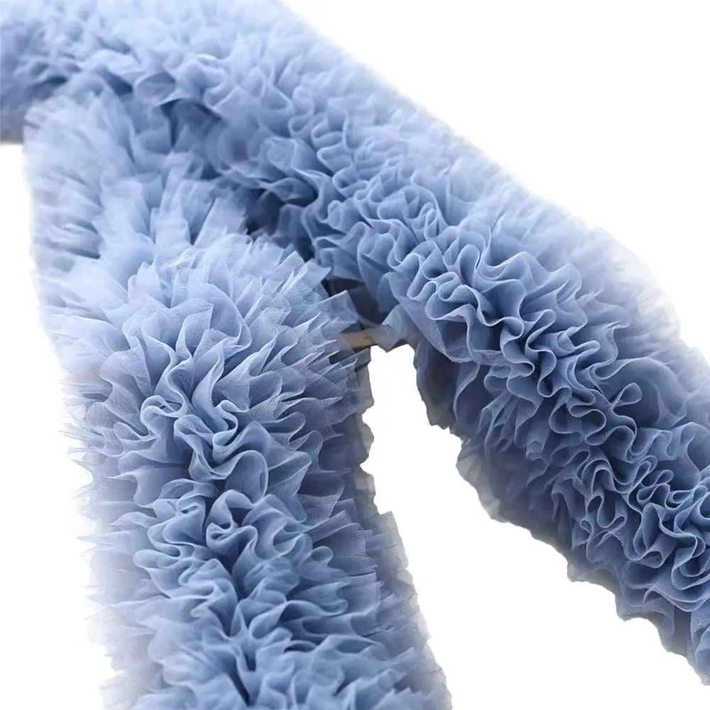 Decorative Material 1 Yard Mesh Lace Accessories 12cm Wide Puffy Texture Puff Mesh Dress Multicolor Lace Trim Lace Accessories
